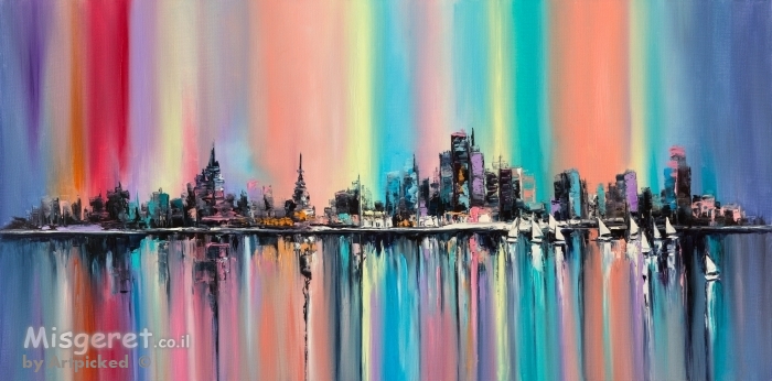 נוף עירוני בפסטל