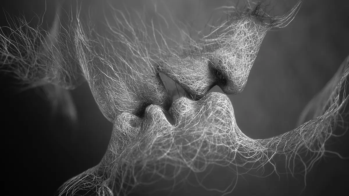 זוג אוהבים מופשט בשחור לבן - Artpicked - תמונות רומנטיות לחדר שינה תמונות מודרניות 2023  - מק''ט: 386564