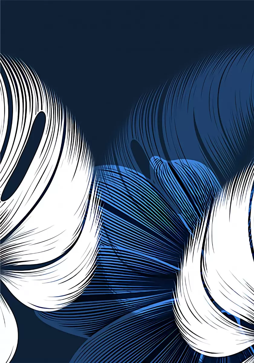 עלים בכחול ולבן מודרני III - Artpicked - תמונות נורדיות אבסטרקט פרחוני ובוטני סטים בסגנון מודרני  - מק''ט: 440166