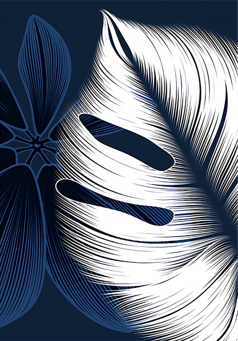 עלים בכחול ולבן מודרני II