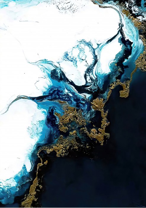 שמיים כחולים וזהב מופשט III