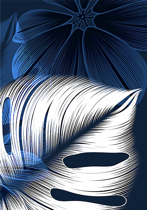 עלים בכחול ולבן מודרני I