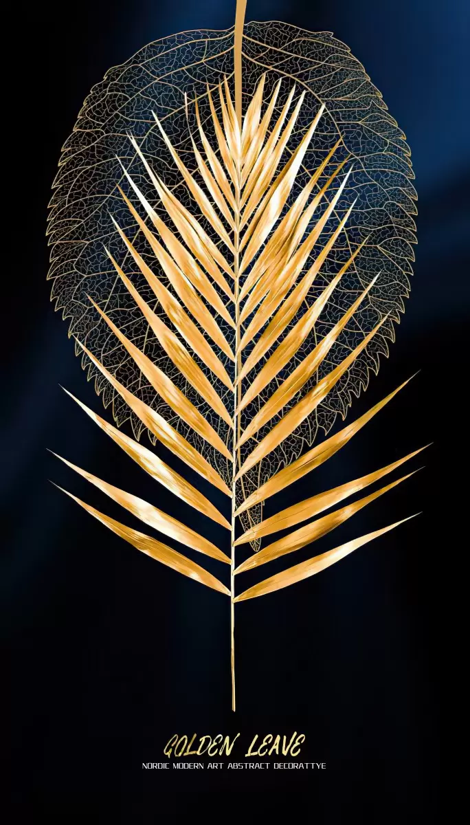 עלה זהב נורדי מודרני I - Artpicked - תמונות נורדיות מופשט מינימליסטי סטים בסגנון מודרני  - מק''ט: 440841