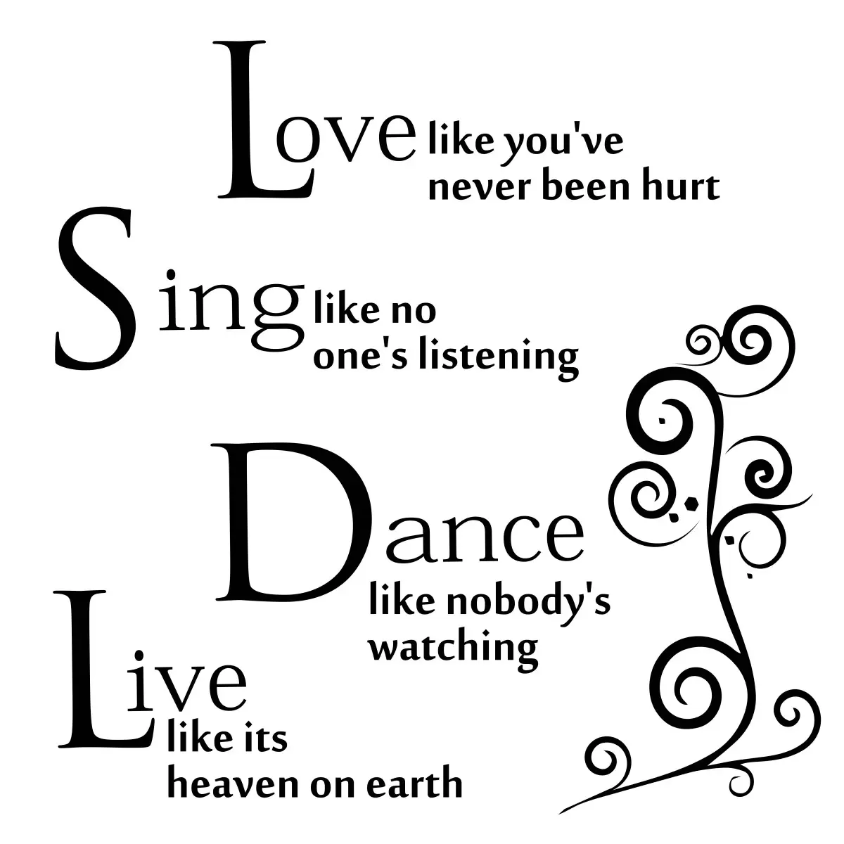 Sing Love Dance - מסגרת עיצובים - מדבקות קיר משפטי השראה טיפוגרפיה דקורטיבית  - מק''ט: 240685