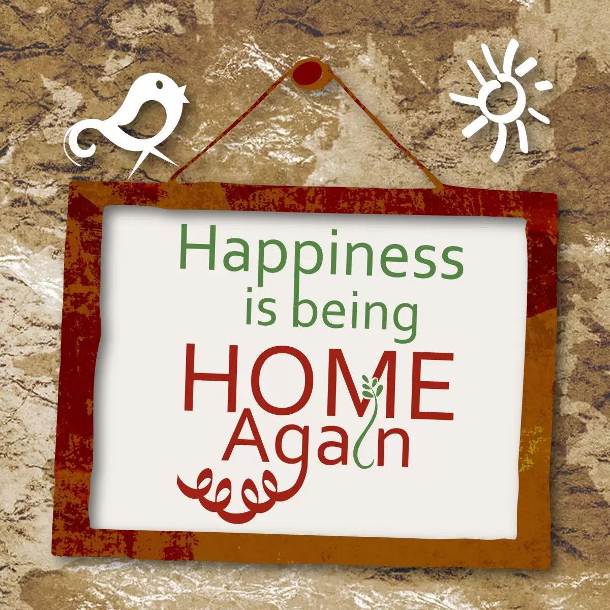 Happiness Being Home - מסגרת עיצובים - תמונות וינטג' לסלון טיפוגרפיה דקורטיבית  - מק''ט: 240725