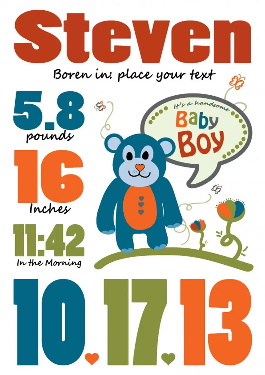 Birthday - מסגרת עיצובים - תמונות לחדרי תינוקות חדרי ילדים  - מק''ט: 240842