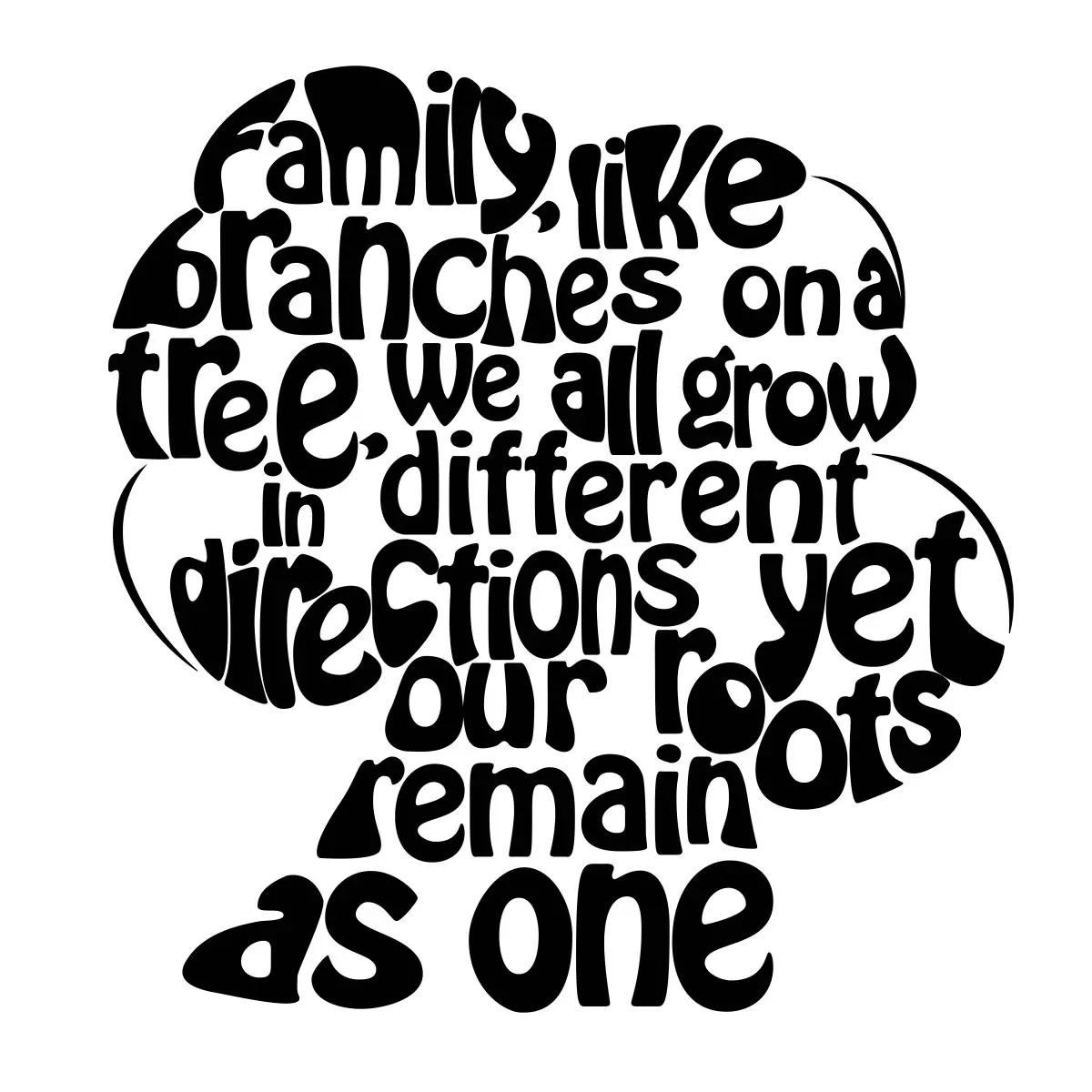 Family branches - מסגרת עיצובים - מדבקות קיר משפטי השראה טיפוגרפיה דקורטיבית  - מק''ט: 241032
