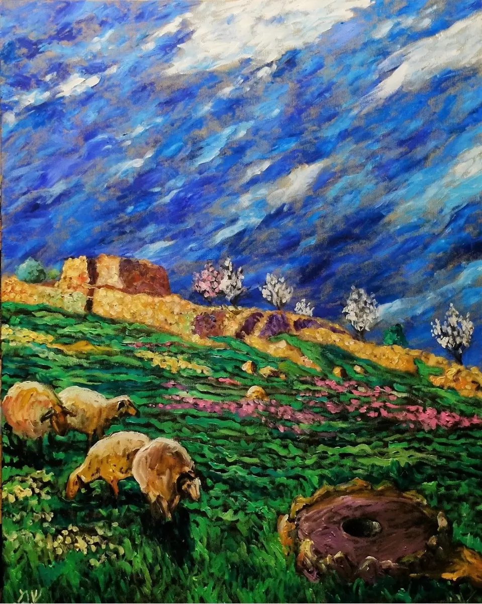 הר חברון בסוף החורף - שמואל מושניק -  - מק''ט: 332076