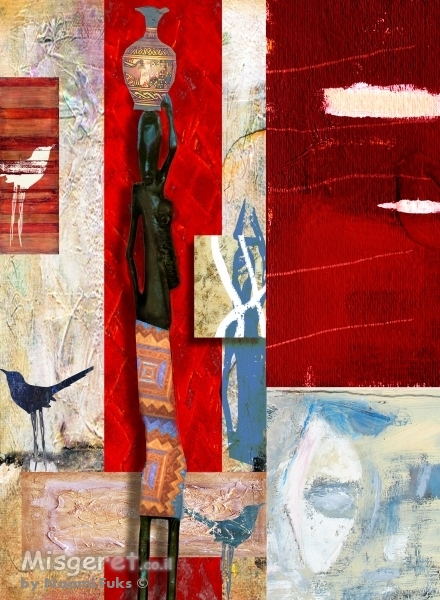 אשה אפריקאית ושתי ציפורים