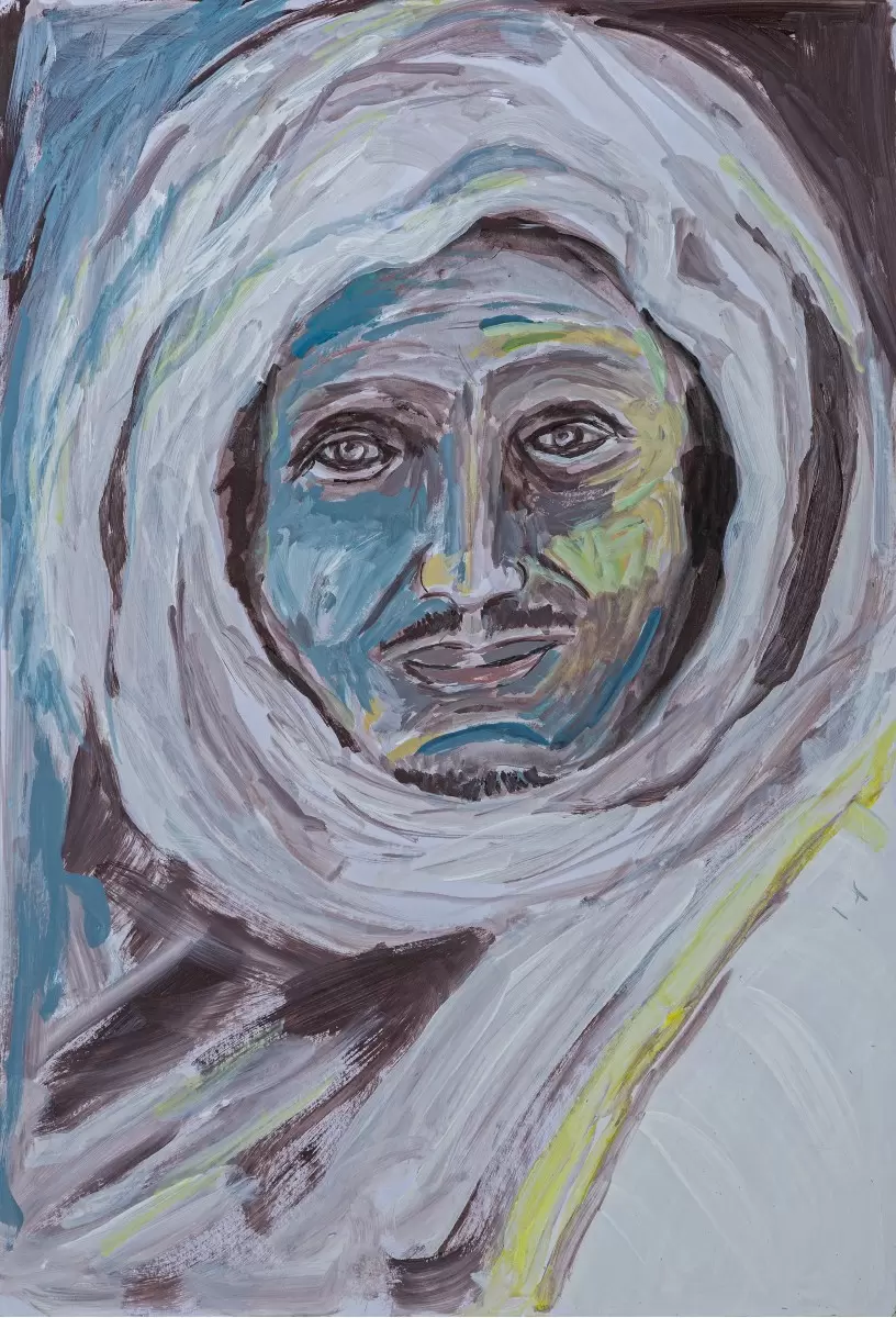האשה מהמדבר הגדול - רחל אלון - תמונות לסלון רגוע ונעים ציורי שמן  - מק''ט: 435664