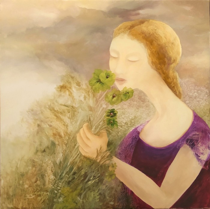 נערה בשדה פרחים