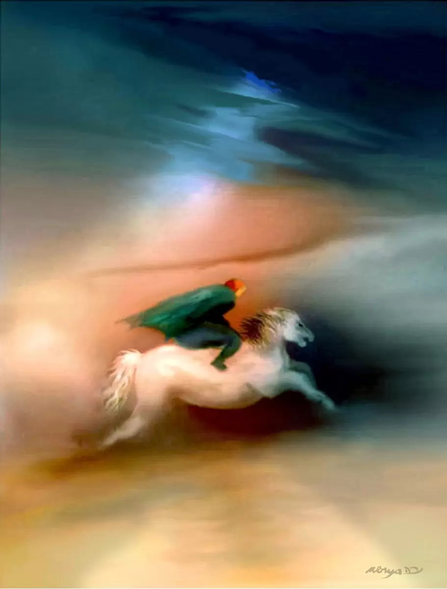 סוס ורוכבו - נריה איטקין - מדיה מעורבת מיקס מדיה  - מק''ט: 47530