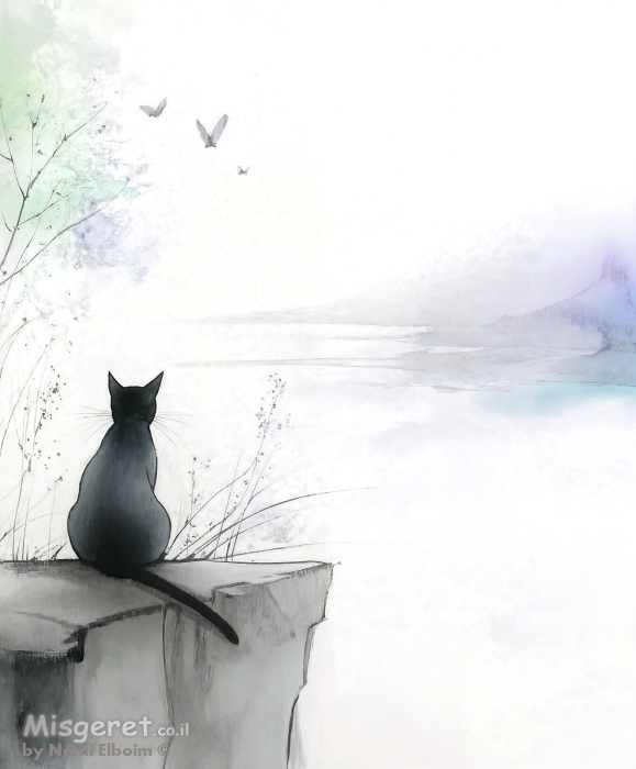 חתול מביט לאופק