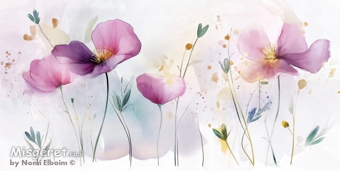 פרחים בצבעי מים