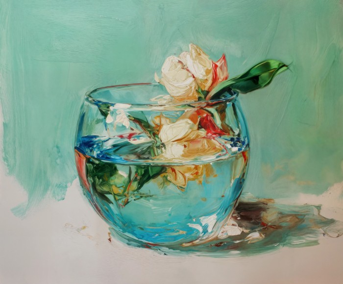 פרח בכוס זכוכית