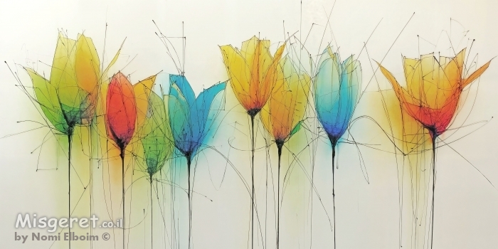 שורת פרחי צבעוני