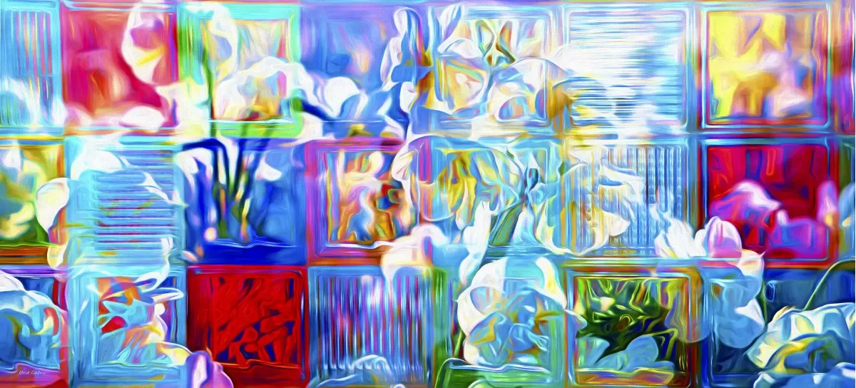 צבעים ללא גבולות - אורית גפני - תמונות צבעוניות לסלון אבסטרקט פרחוני ובוטני תמונות בחלקים  - מק''ט: 464463