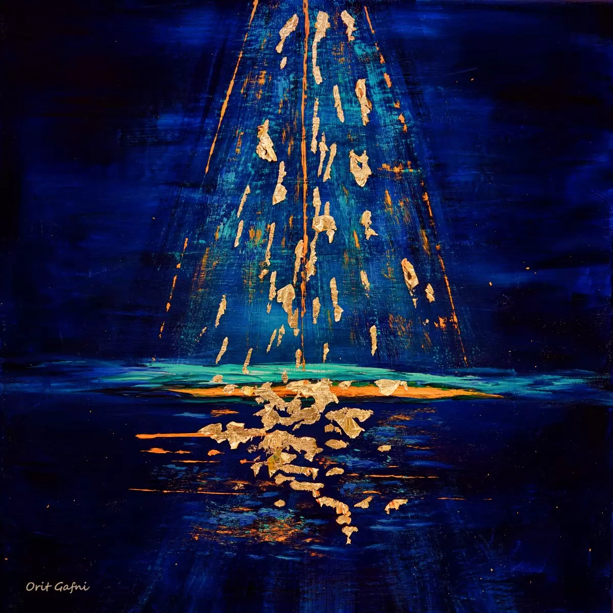 האור של הלילה - אורית גפני - תמונות ים ושמים לסלון אבסטרקט מודרני  - מק''ט: 464471