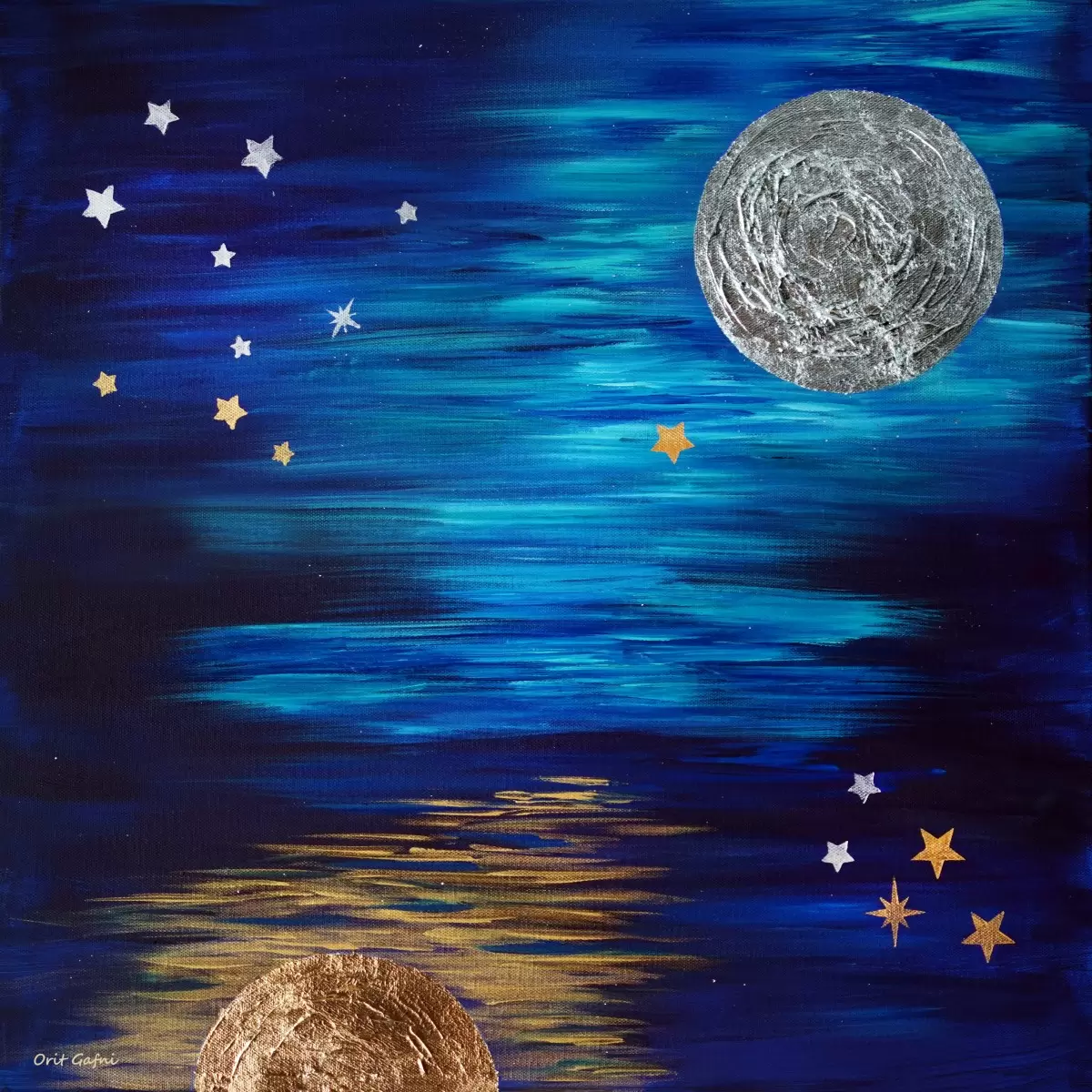 אגדת השמש והירח - אורית גפני - תמונות לחדרי ילדים נוף וטבע מופשט  - מק''ט: 464474