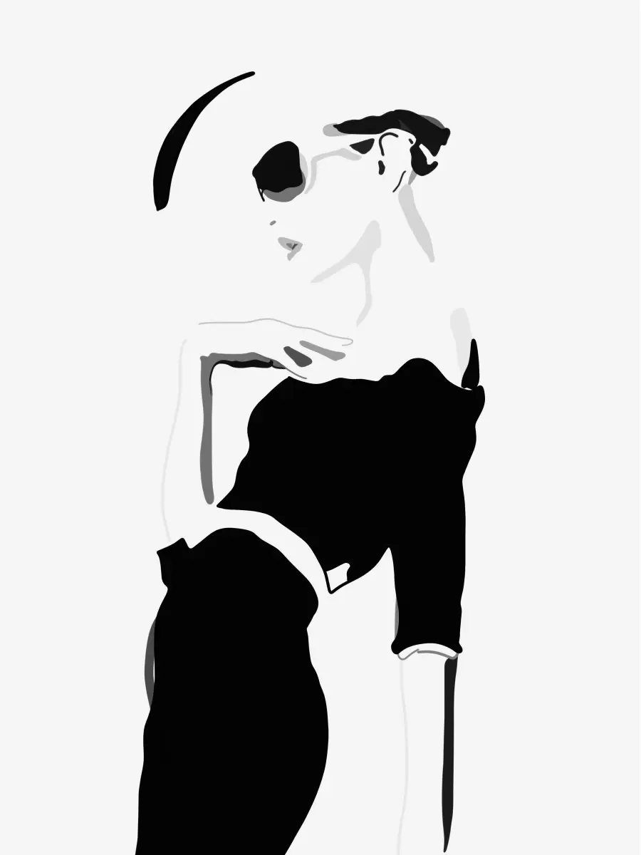 האישה בסטיייל - ענת בן אלי - חדר שינה בסגנון אופנה וסטייל איור רישום בשחור ולבן  - מק''ט: 417730