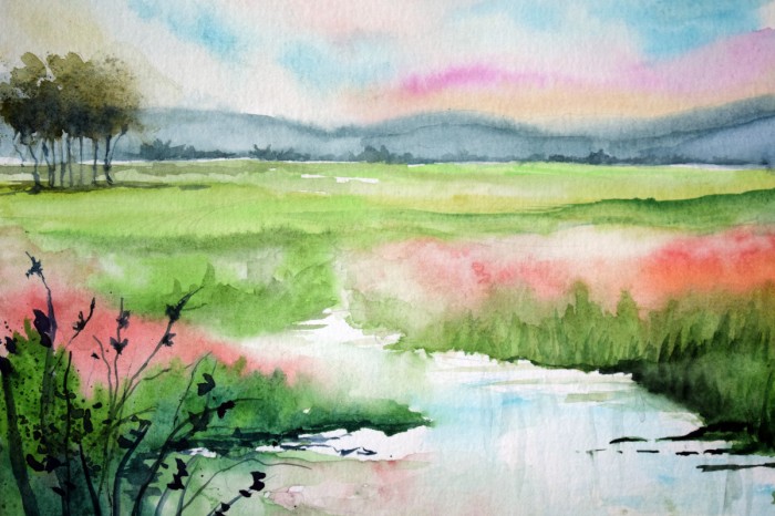 נוף ירוק ורוד