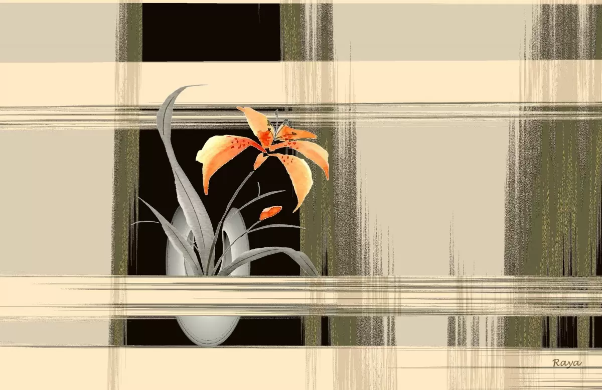 מן החלון פרח עציץ - רעיה גרינברג -  - מק''ט: 403559
