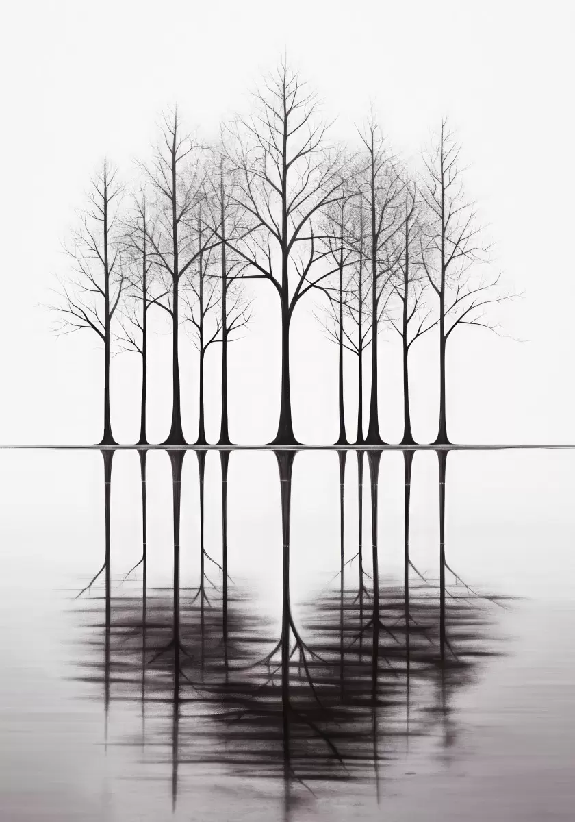 עצים באגם - יניב גרינברג - תמונות לחדר שינה שלו ורגוע  - מק''ט: 458828