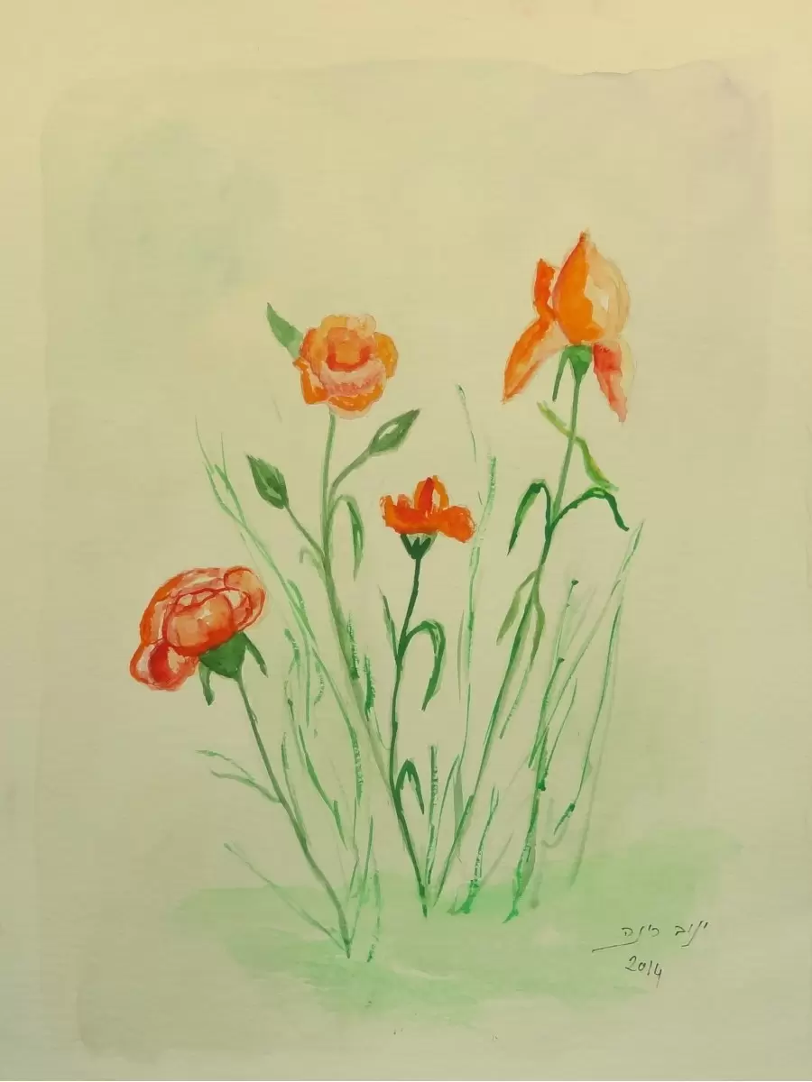 פרחי שדה 1 - רינה יניב - צבעי מים  - מק''ט: 255494