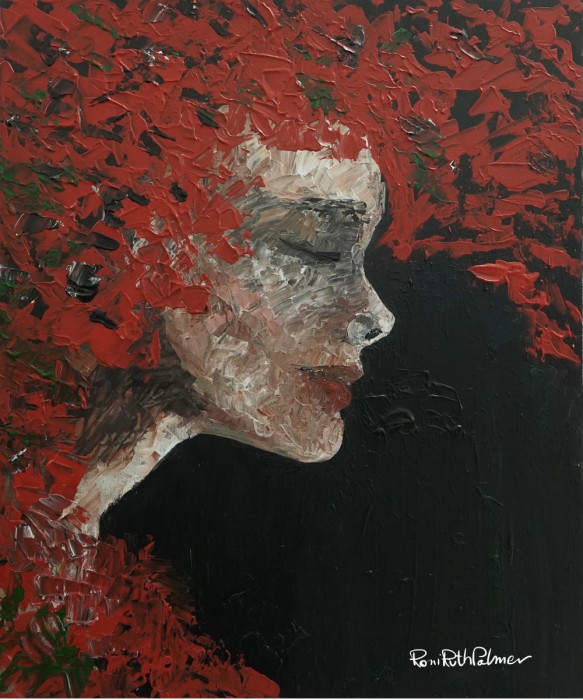 אישה עם פרחים בראש