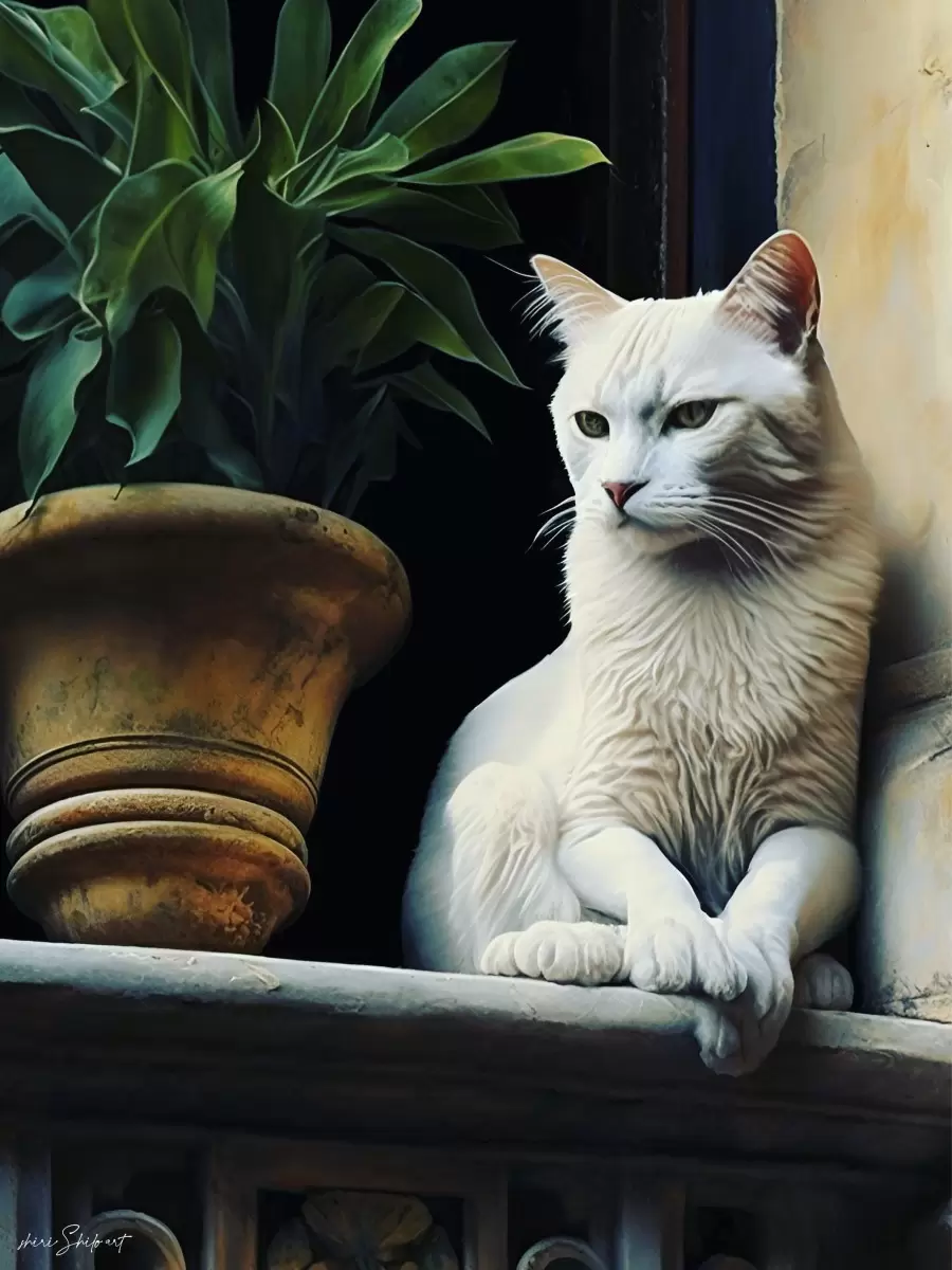 חתול משקיף 02 - שירי שילה - תמונות בעלי חיים עם בינה מלאכותית  - מק''ט: 444865