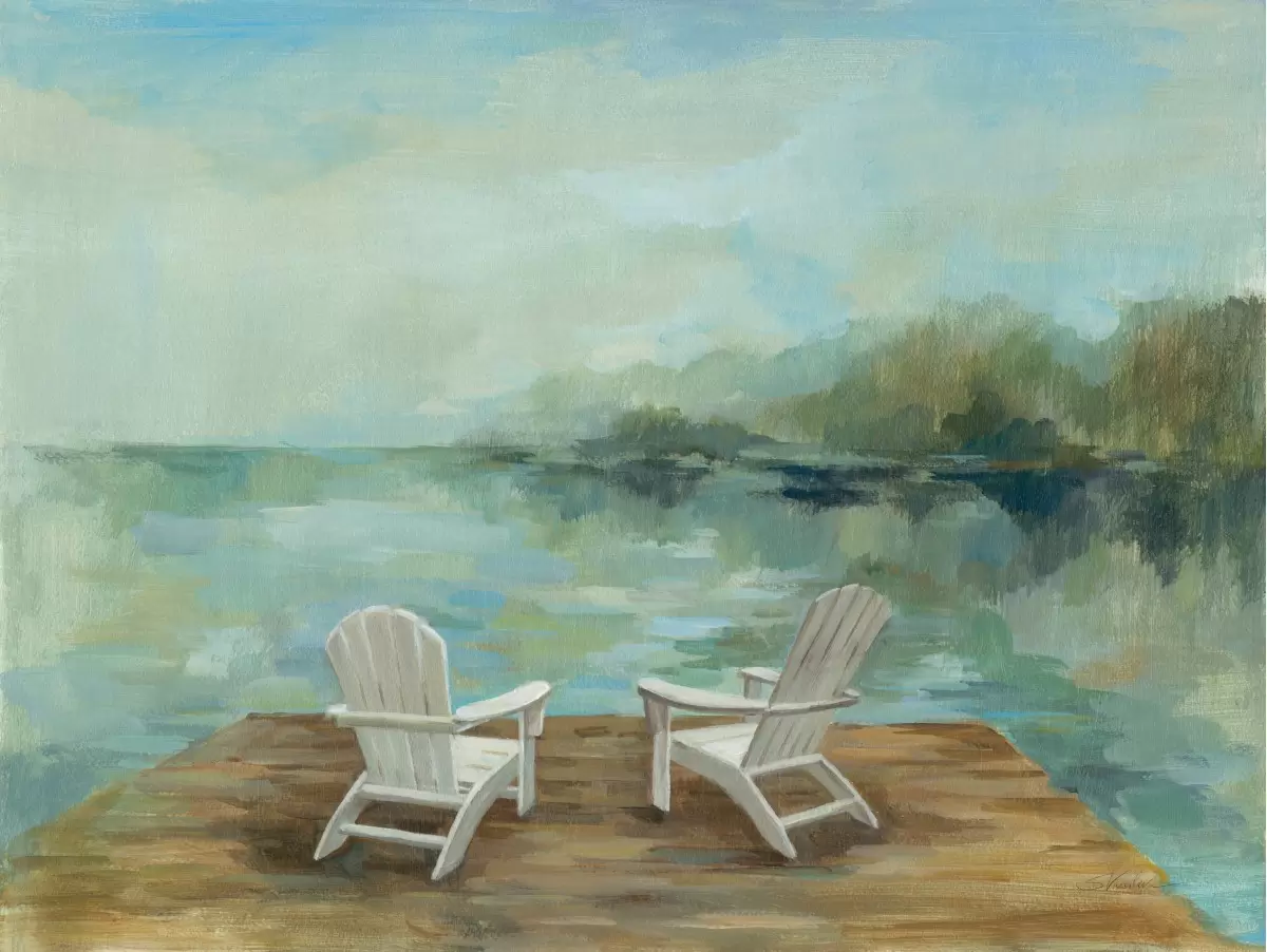 שלווה על שפת האגם - Silvia Vassileva - תמונות לסלון רגוע ונעים נוף וטבע מופשט  - מק''ט: 385446