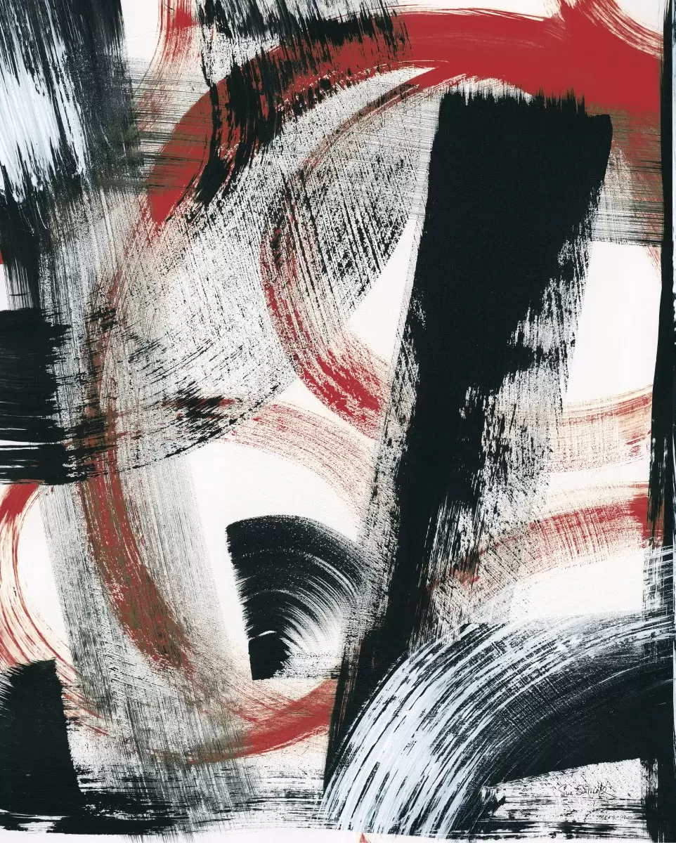 שחור לבן אדום עיגולים I - Sue Schlabach - תמונות אורבניות לסלון אבסטרקט מודרני סטים בסגנון מודרני  - מק''ט: 363724