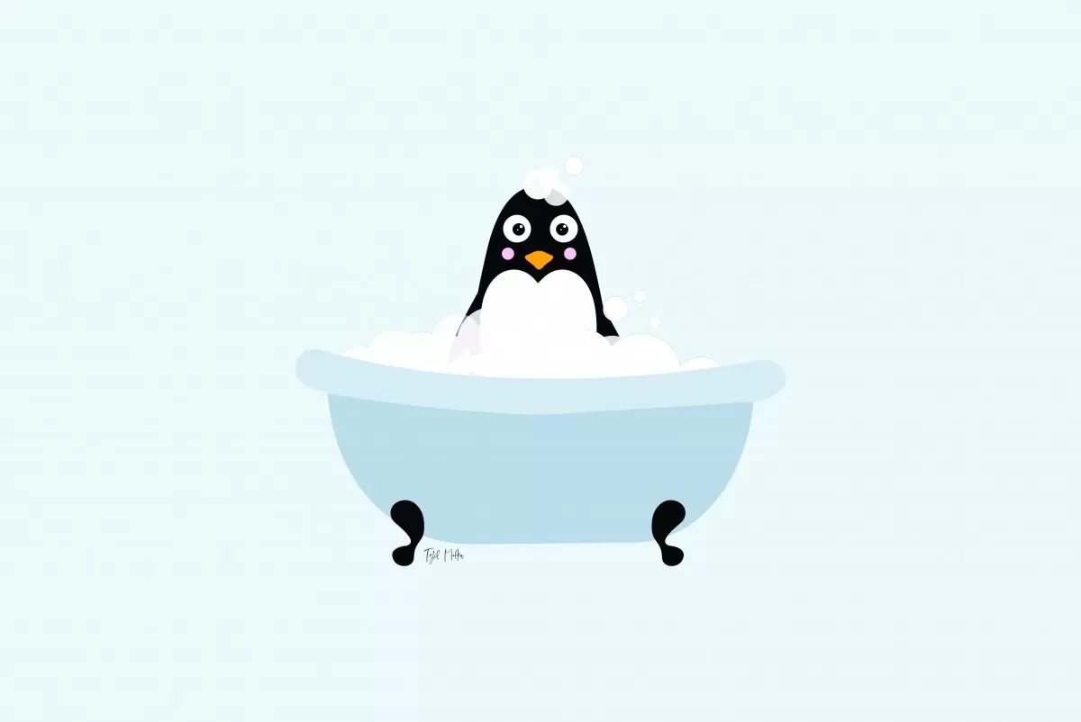 פינגווין באמבטיה - צליל מלכא - תמונות לחדרי ילדים חדרי ילדים  - מק''ט: 467938