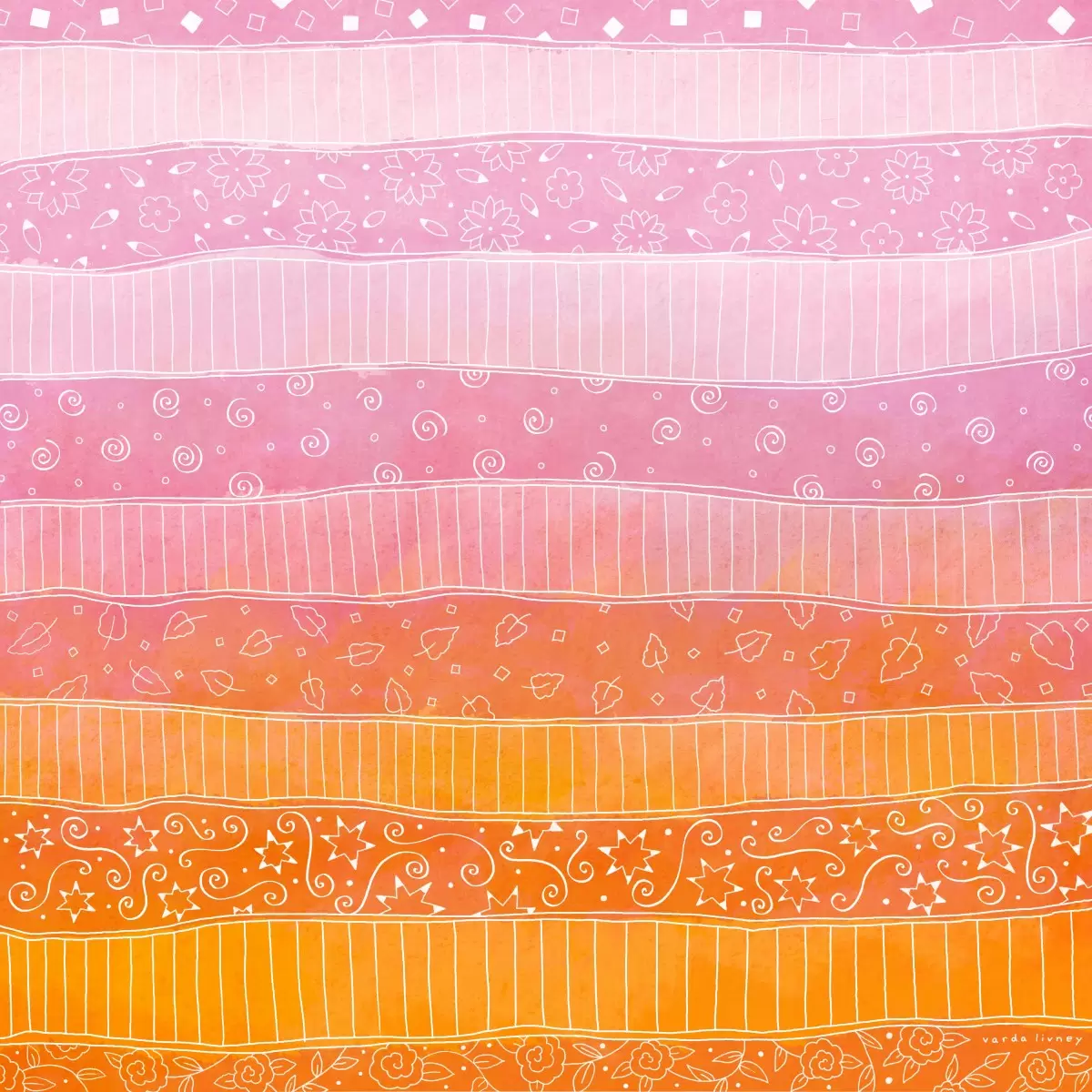 pink and orange dream - ורדה ליבני - תמונות לחדרי ילדים אבסטרקט פרחוני ובוטני  - מק''ט: 439913
