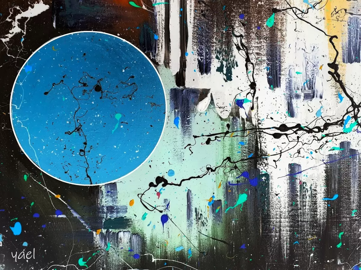 מופשט ירח כחול - יעל ארט - אבסטרקט מודרני  - מק''ט: 465733