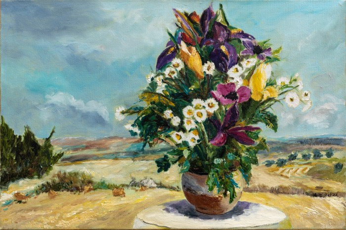 פרחים מול הרי יהודה