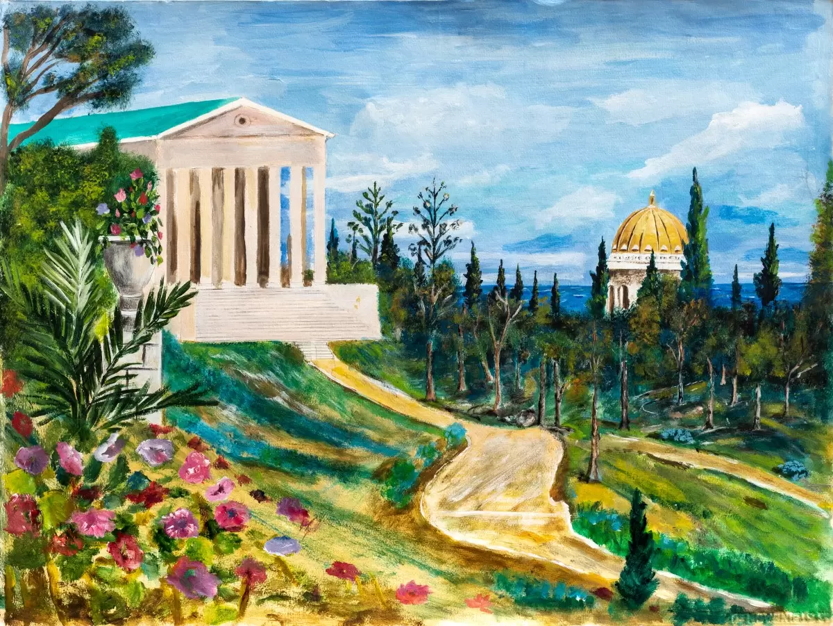 גני הבהאים בחיפה - פיטר - ציורי שמן  - מק''ט: 391259