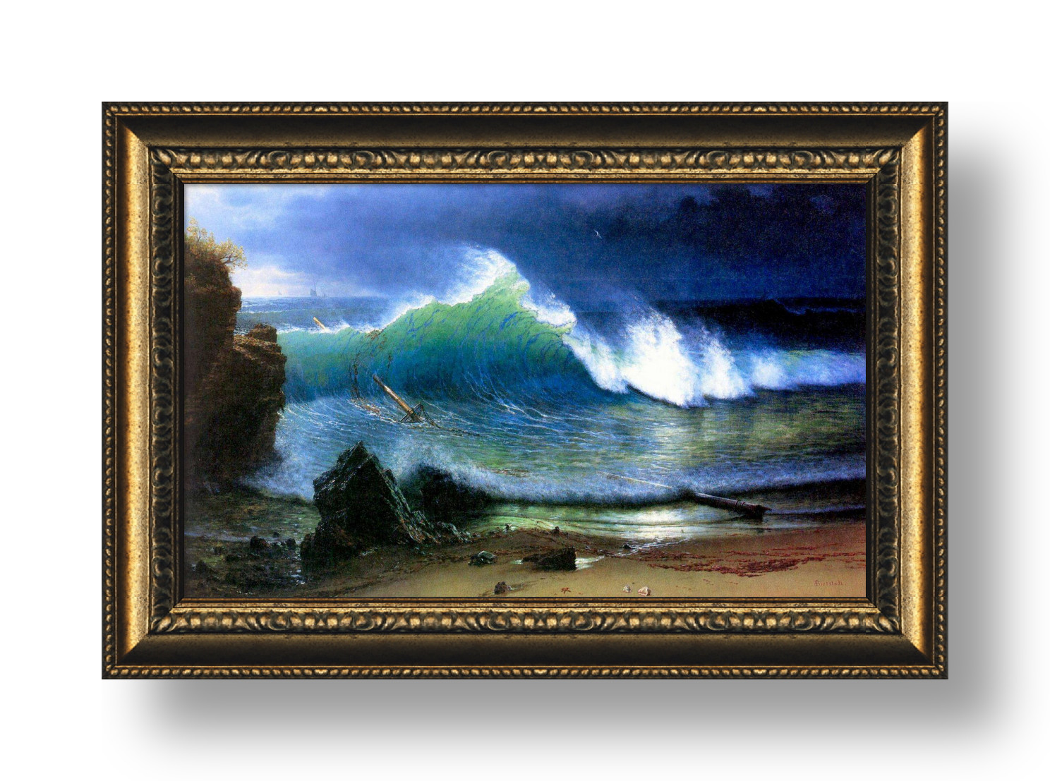 Shore Turquoise Sea by Albert Bierstadt | Framed canvas | Wall art ...