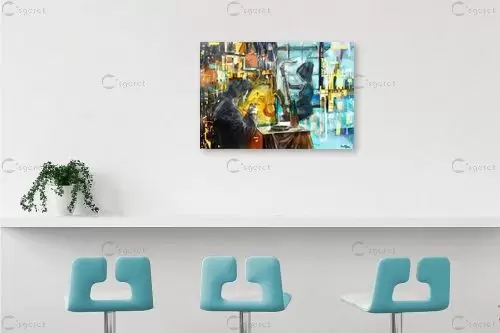 קולאז - בן רוטמן - תמונות אורבניות לסלון איור רישום בצבע  - מק''ט: 265165