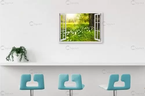 שדה חלומות מבעד חלון – Artpicked Windows | תמונה לקיר בסגנון כפרי