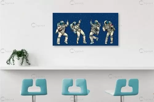 אסטרונאוטים רוקדים בחלל - Artpicked Modern - תמונות לחדרי ילדים פופ ארט  - מק''ט: 376369