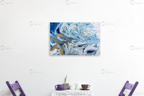 Liquid dream 2 - Artpicked - חדר שינה כחול עמוק אבסטרקט מודרני  - מק''ט: 331029