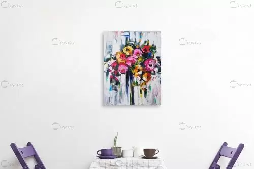 פרחים אבסטראקטיות - אירינה סופיצייב - תמונות לפינת אוכל מודרנית נוף וטבע מופשט  - מק''ט: 387158