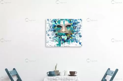 פנים בכחול - יעל ארט - תמונות לסלון מודרני אבסטרקט מודרני  - מק''ט: 447606