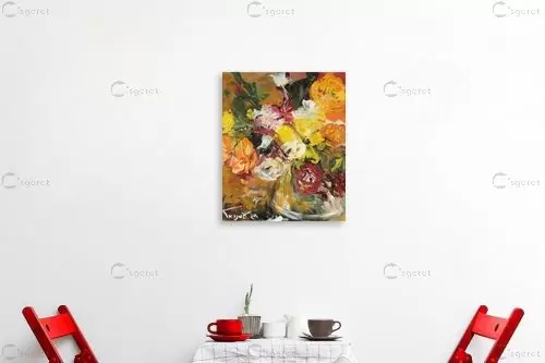 זר נוריות - חגי עמנואל - תמונות צבעוניות לחדר שינה ציורי שמן  - מק''ט: 164698