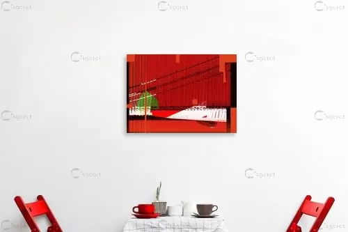 גשר באדום - רוזה לשצ'ינסקי - תמונות אורבניות לסלון אבסטרקט מופשט מודרני  - מק''ט: 203689