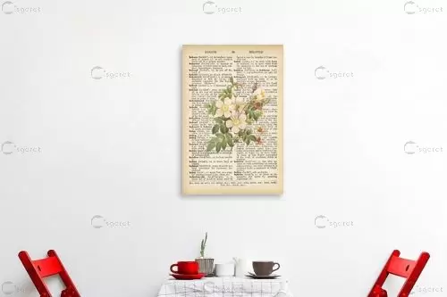 זר לבן רטרו על טקסט - Artpicked - פרחים בסגנון רטרו  - מק''ט: 330422