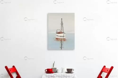 סירה לבנה - יואל מרק - תמונות לסלון רגוע ונעים  - מק''ט: 373550