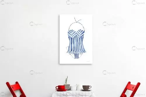 בגד ים וינט'ג כחול לבן - Mercedes Lopez Charro - תמונות רומנטיות לחדר שינה וינטג' רטרו  - מק''ט: 391142