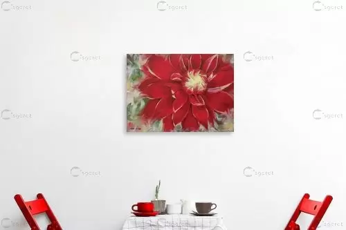 פרח אדום מרהיב - ענבל אשואל - תמונות לפינת אוכל כפרית  - מק''ט: 393528